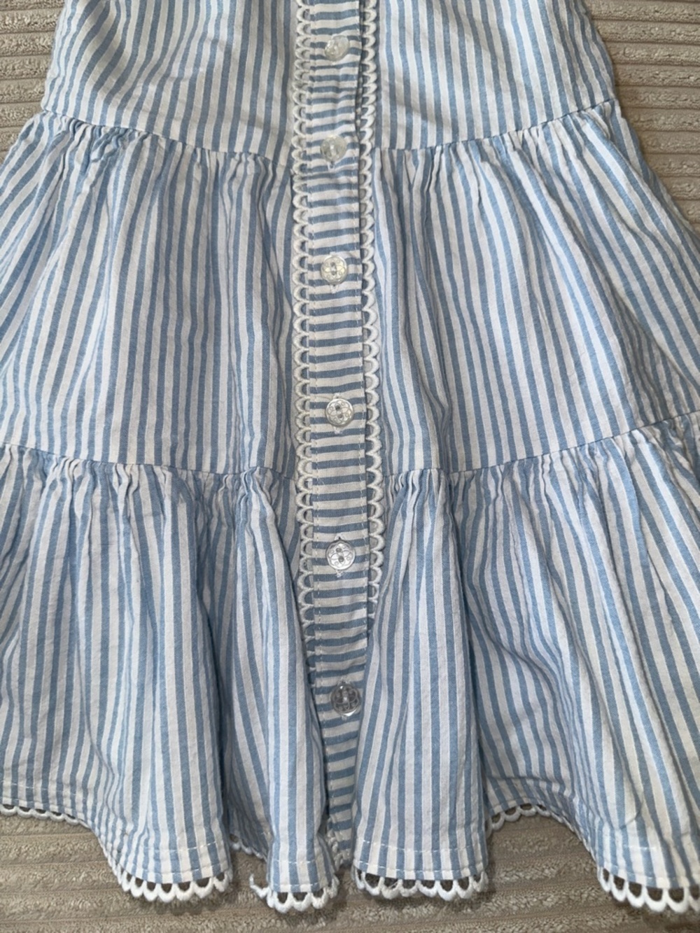 Tommy Bahama Blue and White Striped Embroidered Collar Dress In Size 18M - Picture 5 of 11